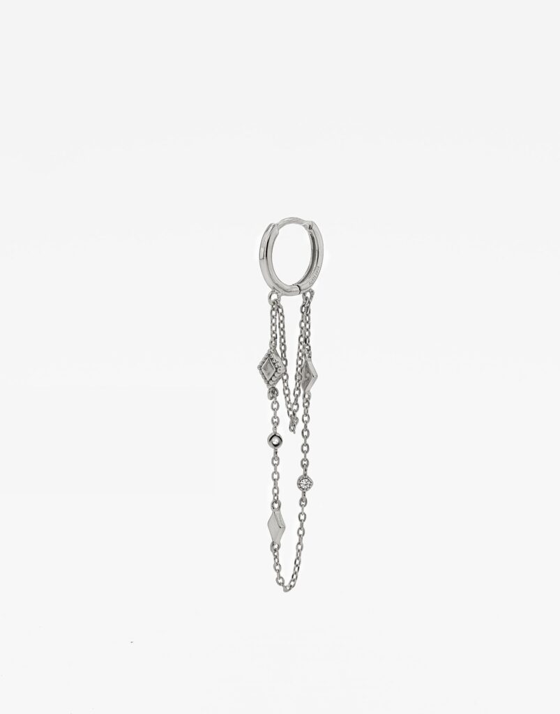 Pendiente cadenas aro plata