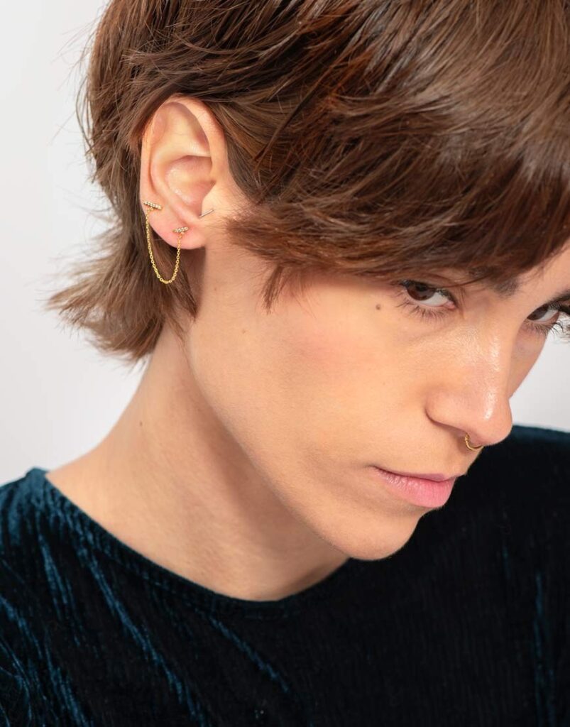 Pendiente de cadena palo doble