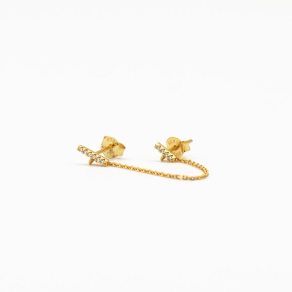 Pendiente de cadena palo doble oro