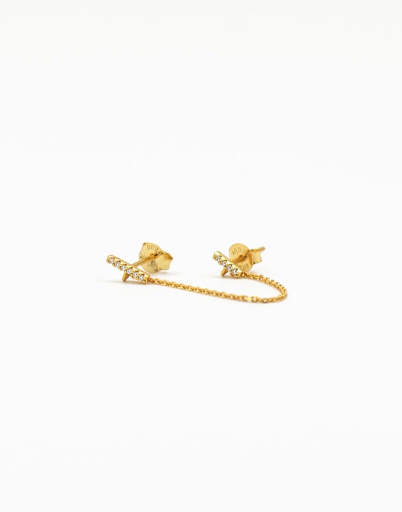 Pendiente de cadena palo doble oro