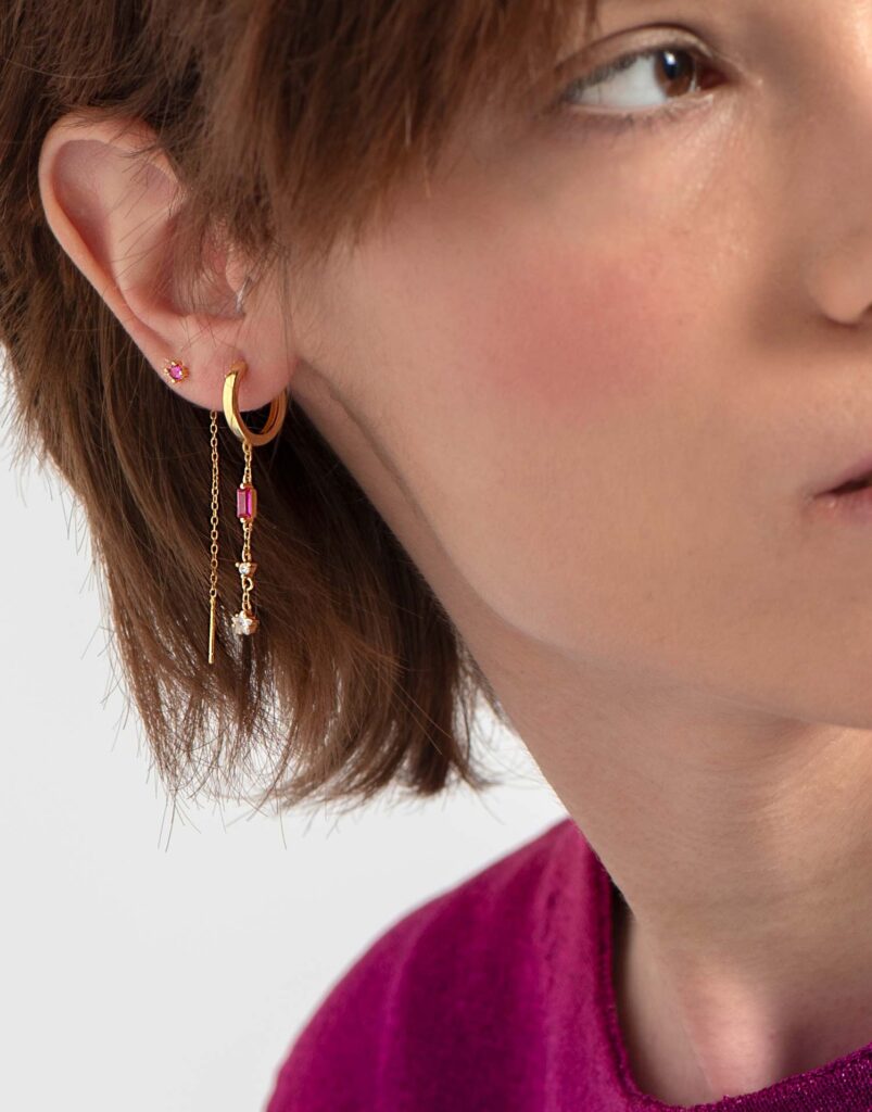 Pendiente de cadena diamante detalle