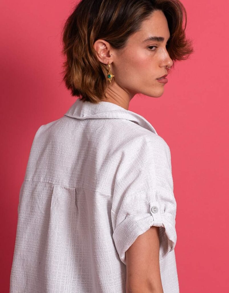 Camisa manga corta blanca Telma detalle espalda