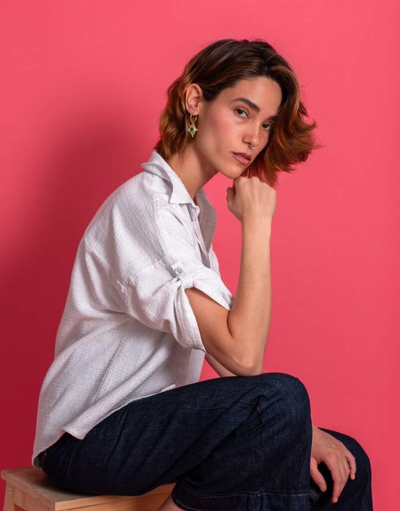 Camisa manga corta blanca Telma lado