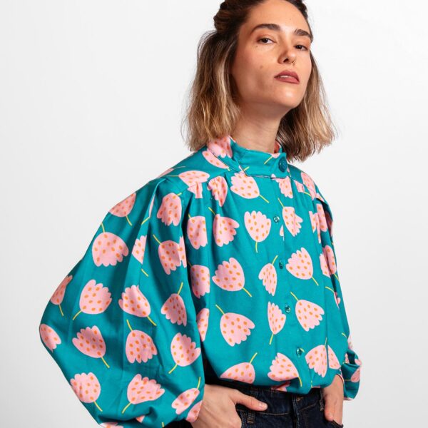 Blusa estampada de algodón "El baile del tulipán"