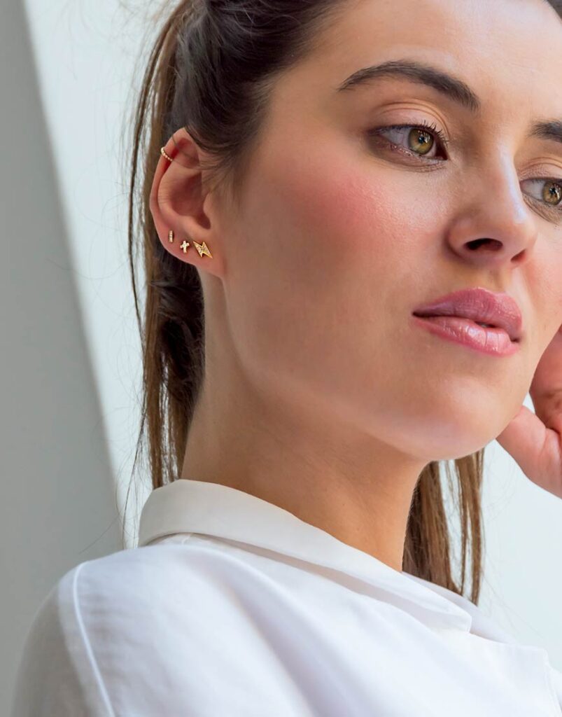 pendiente rayo plata 925