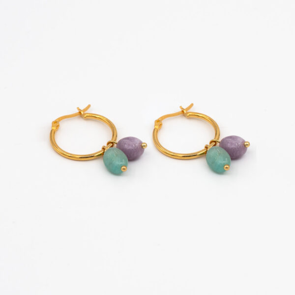 Pendientes Aro con Amazonita y Amatista