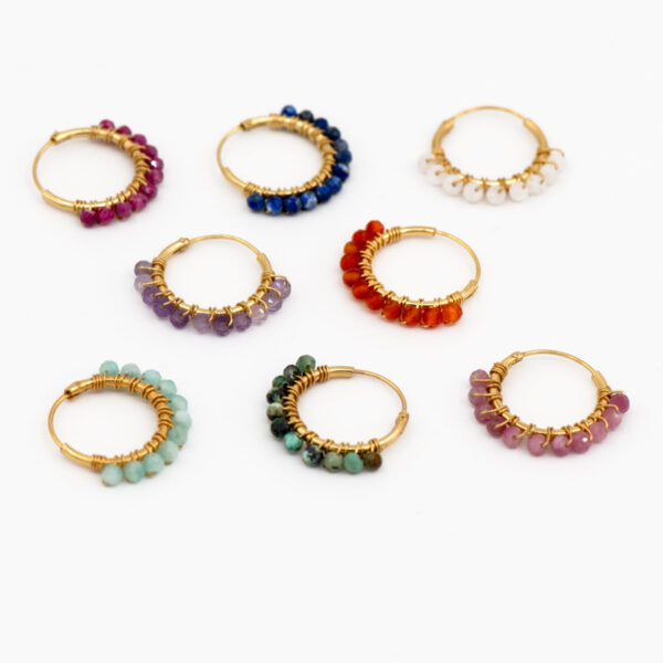 Pendientes aro piedras naturales mini