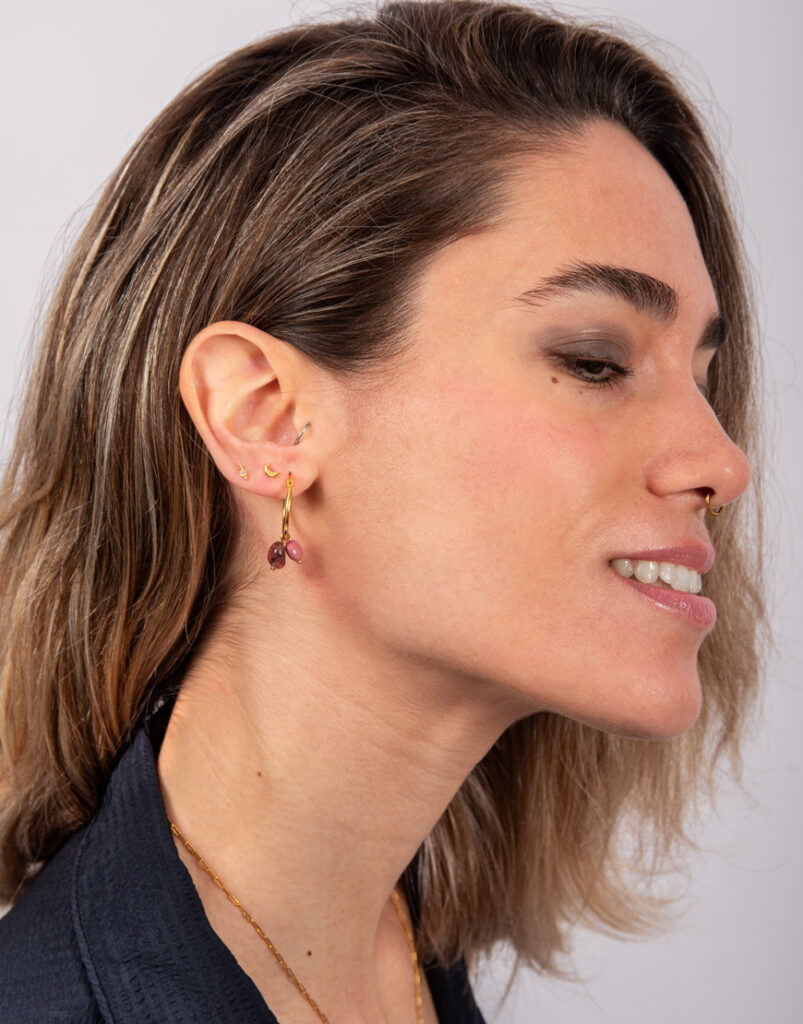 pendientes aro rodocrosita lado