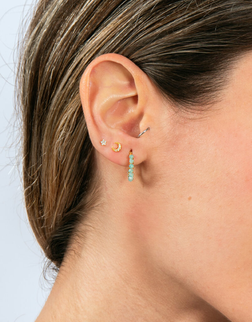 pendientes aro piedra amazonita detalle