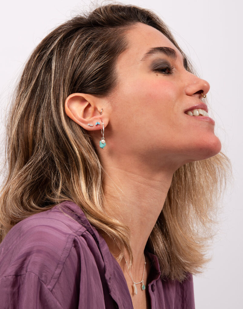 pendientes aro turquesa y perla