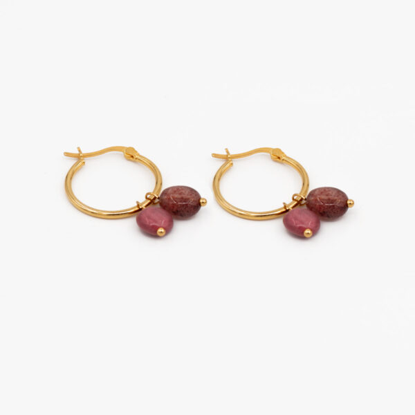 Pendientes aro con rodocrosita y rodonita