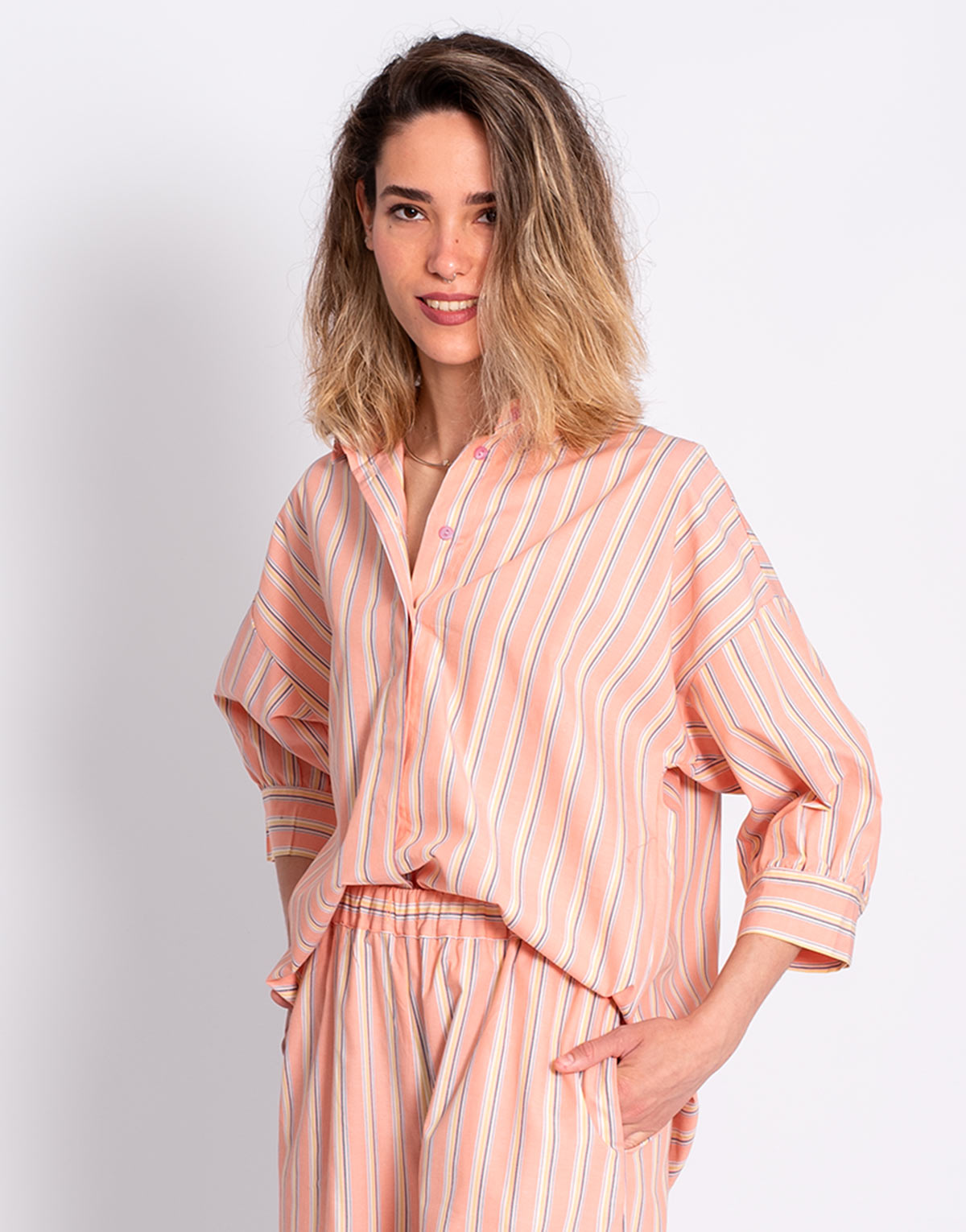 Camisa Rayas Salmón