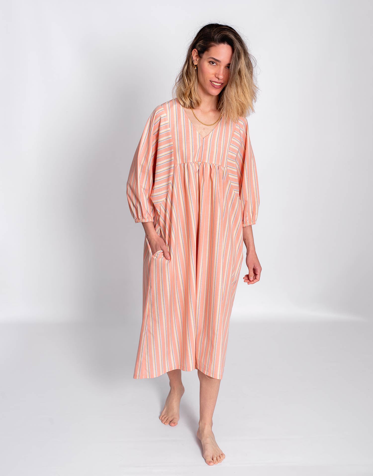 Vestido Rayas Salmón