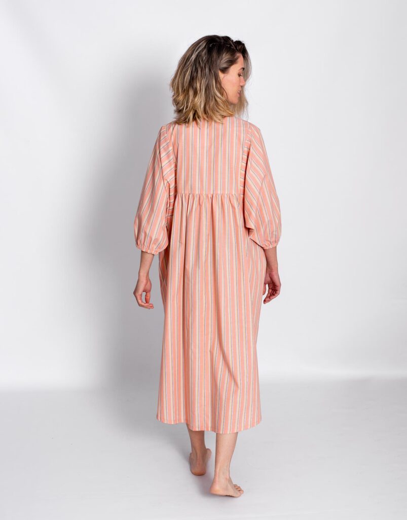 Vestido Rayas Coral Algodón espalda