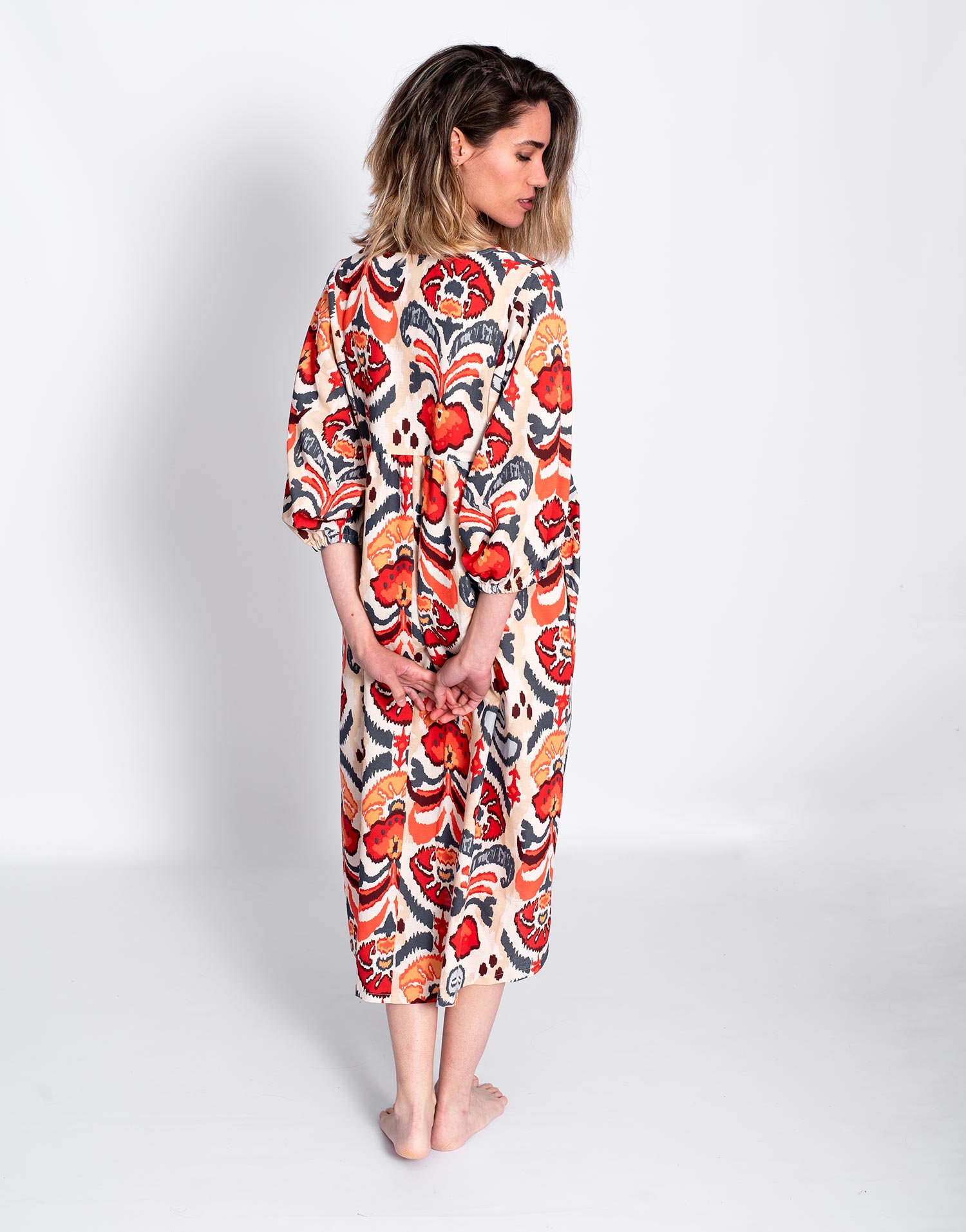 Vestido Estampado Étnico Coral - Imagen 5