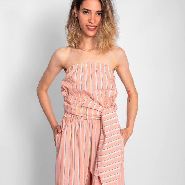 Top Bandeau Rayas Salmón