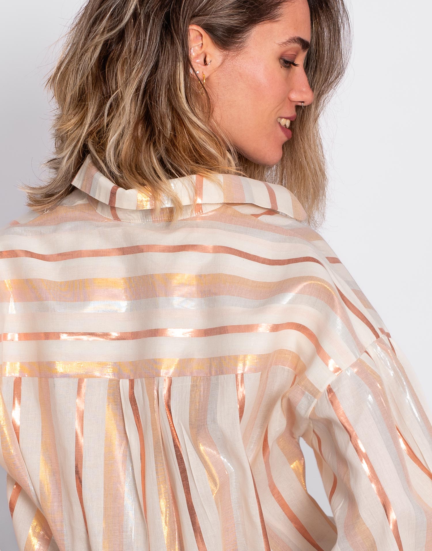 Camisa Luminosa de Rayas Cobre - Imagen 5
