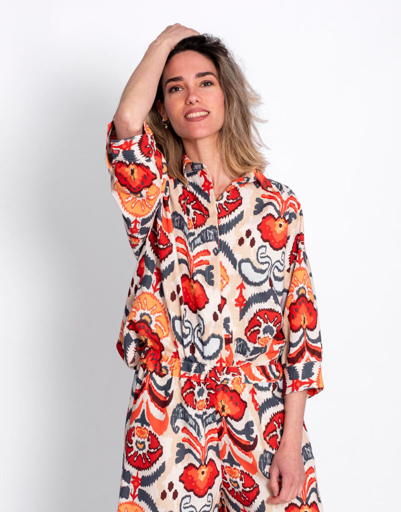 Camisa Estampado Étnico Coral frente