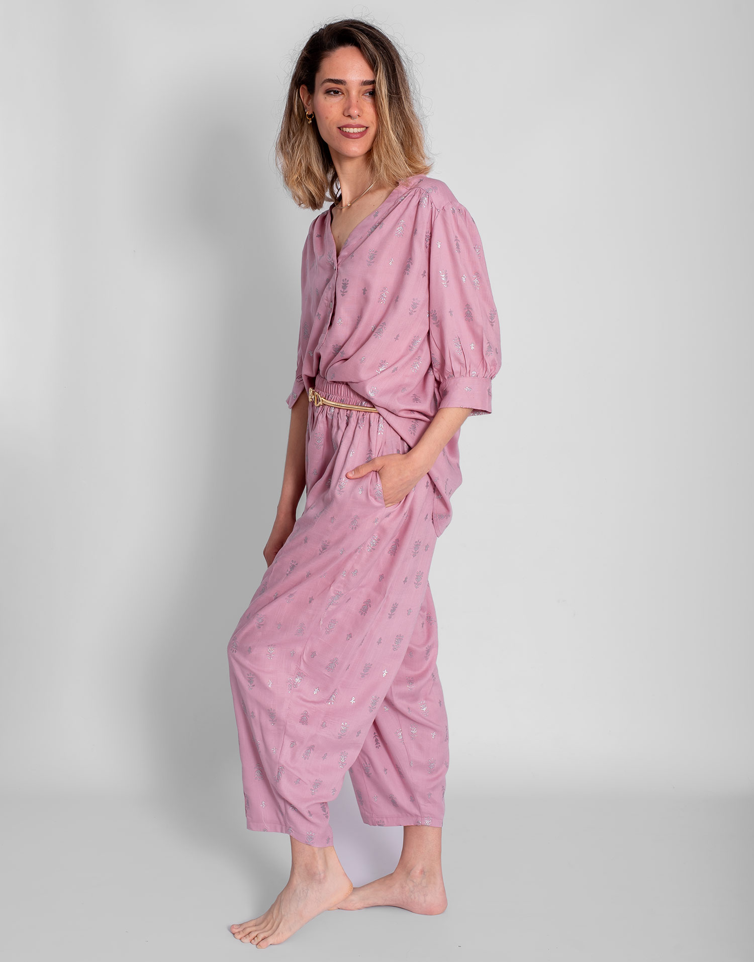 Pantalón Malva Estampado Plata - Imagen 2