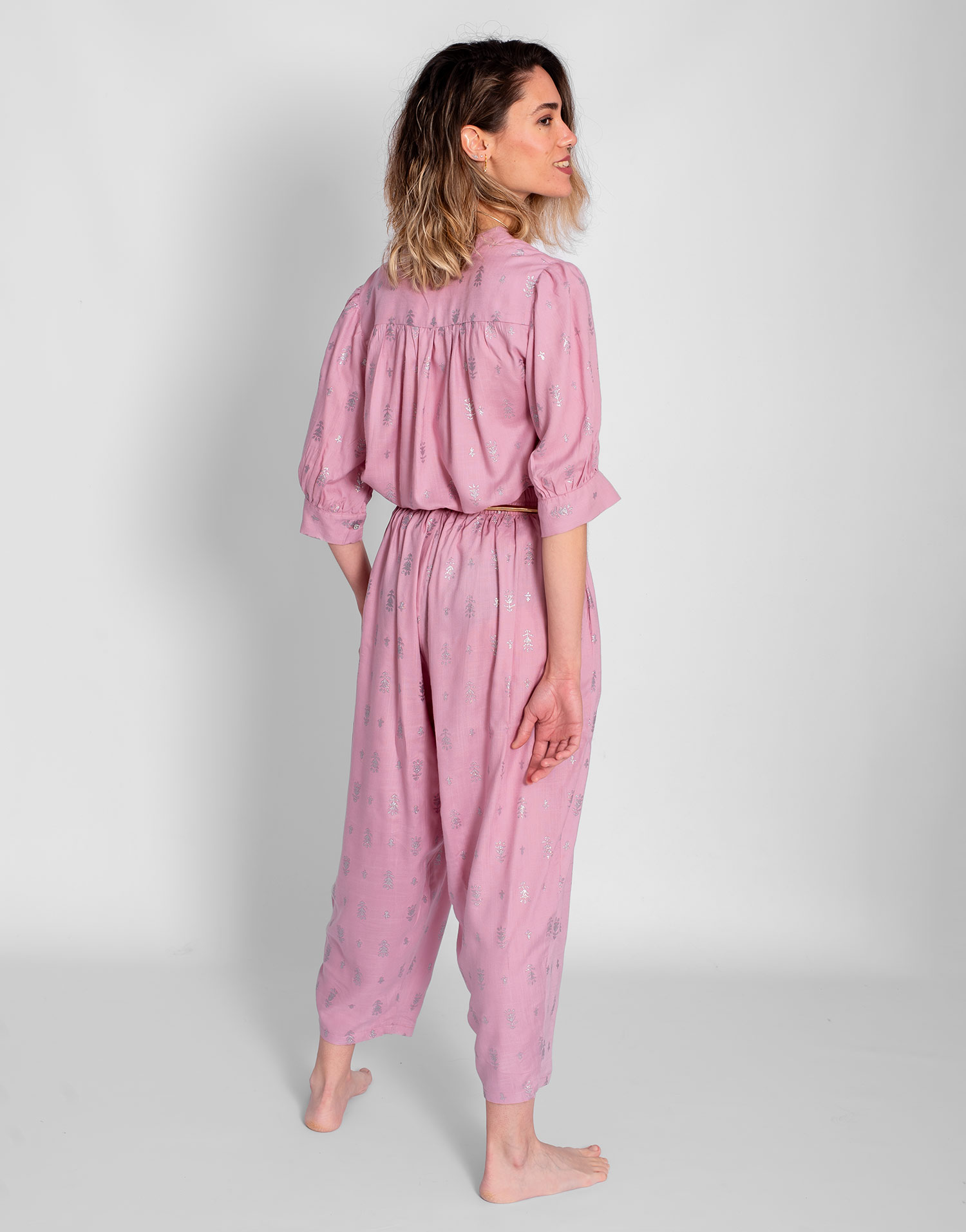 Pantalón Malva Estampado Plata - Imagen 3