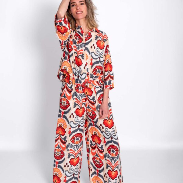 Pantalón Estampado Étnico Coral