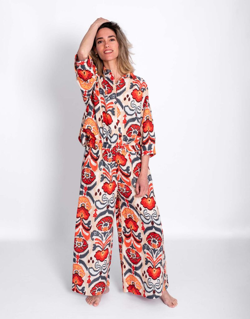 Pantalón Estampado Étnico Coral