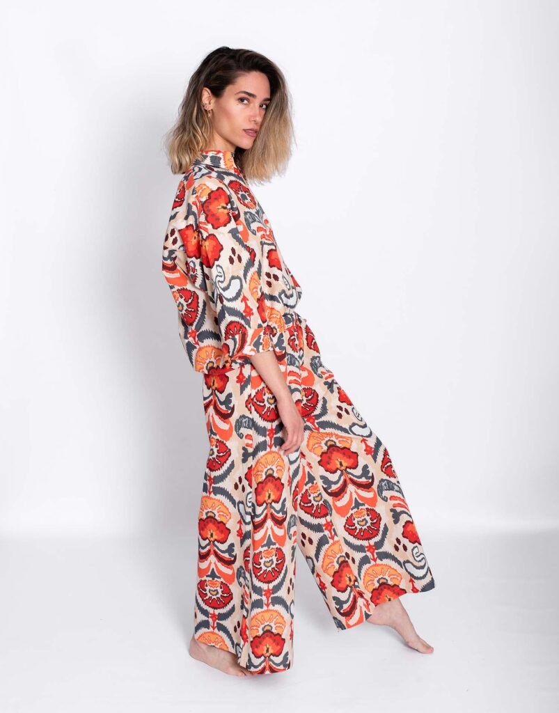 Pantalón Estampado Étnico Coral conjunto