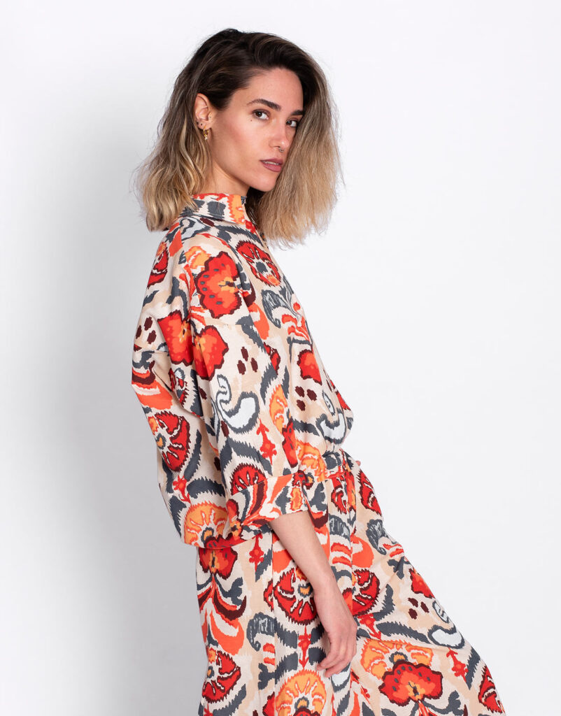 Camisa Estampado Étnico Coral lateral