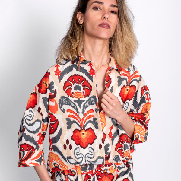 Camisa Estampado Étnico Coral