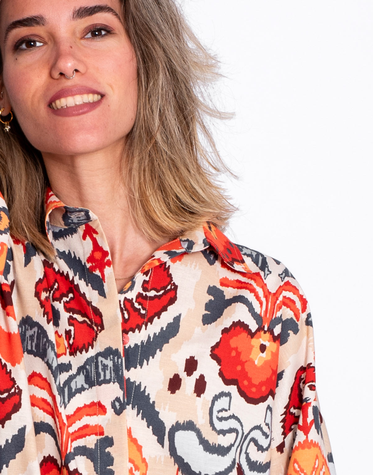 Camisa Estampado Étnico Coral - Imagen 3
