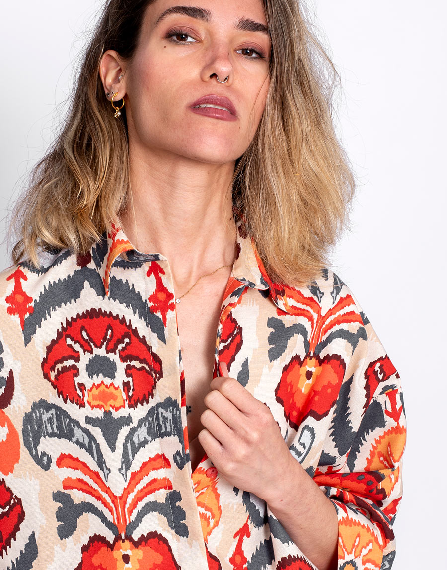 Camisa Estampado Étnico Coral - Imagen 4