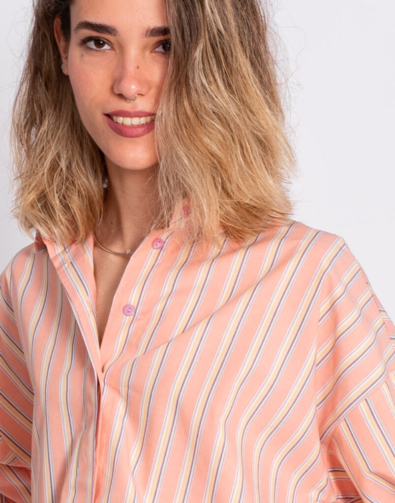 Camisa rayas salmón cuello