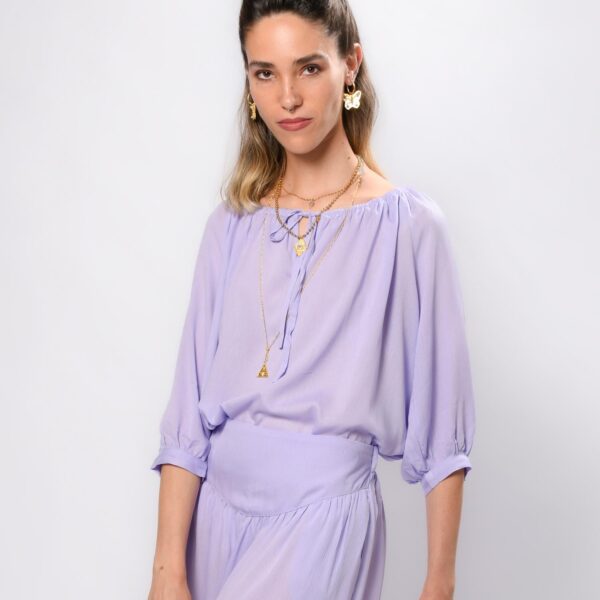 Blusa Malva Con Escote Fruncido